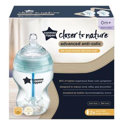 Tommee Tippee - Kit 2 Mamadeiras Advanced Anti-Cólica 260ml 0m+